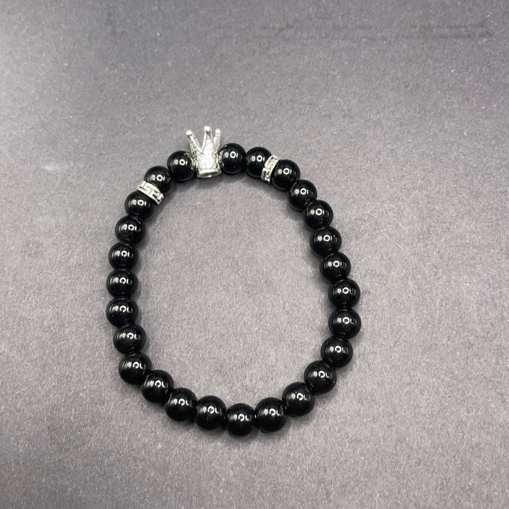 Black Beaded Crown Bracelet
